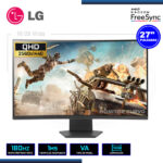 MONITOR LED 27″ LG 27GS60QC-B ULTRAGEAR CURVO 2560×1440 HDMI DP 1MS/180Hz/AMD FREESYNC