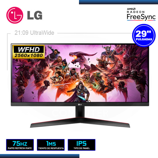 MONITOR LED 29″ LG 29WP60G-B ULTRAGEAR 2560×1080 HDMI DP USB-C 1MS/75Hz/AMD RADEON FREESYNC