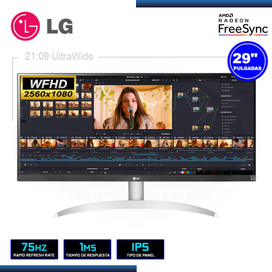 MONITOR LED 29″ LG 29WQ600-W ULTRAWIDE 2560×1080 HDMI DP USB-C 1MS/75Hz/FREESYNC