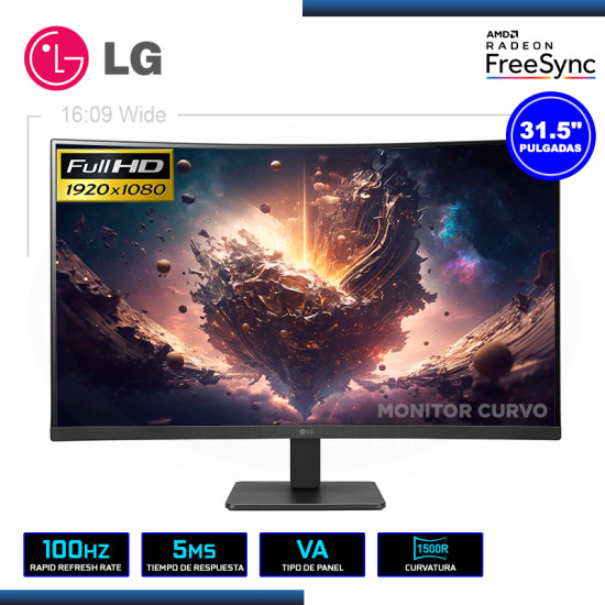 MONITOR LED 31.5″ LG 32MR50C-B CURVO 1920×1080 HDMI 5MS/100Hz/FREESYNC