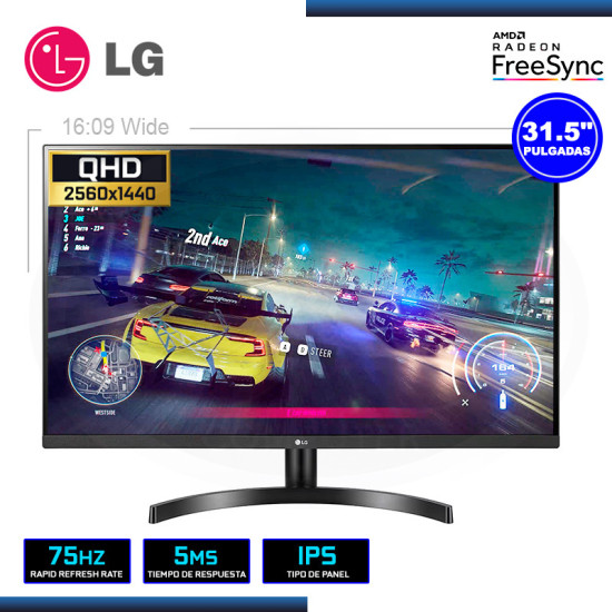 MONITOR LED 31.5″ LG 32QN600-B 2560×1440 HDMI DP 5MS/75Hz/FREESYNC