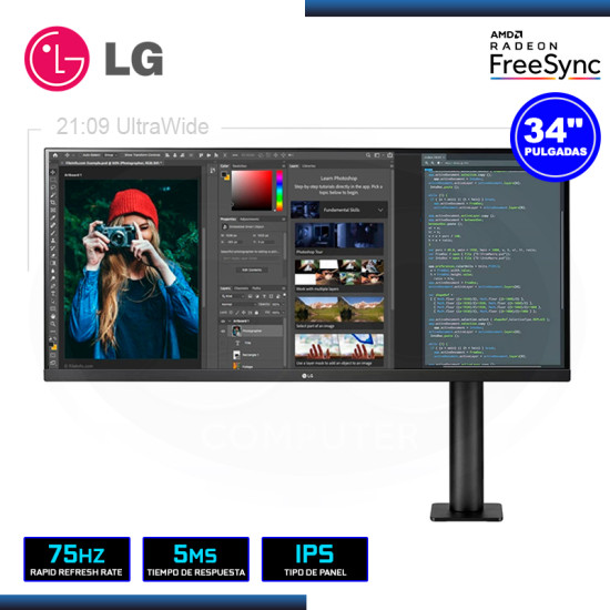 MONITOR LED 34″ LG 34WN780-B ULTRAWIDE ERGO 3440×1440 HDMI DP 5MS/75HZ/FREESYNC
