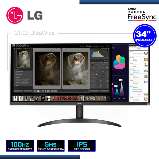 MONITOR LED 34″ LG 34WQ500-B ULTRAWIDE 2560×1080 DP HDMI 5MS/100Hz/FREESYNC