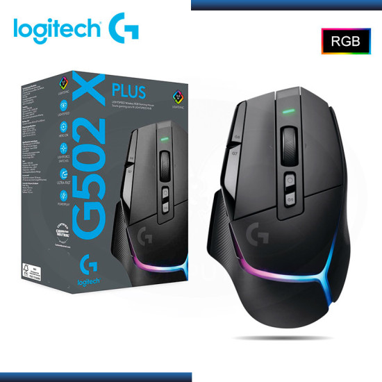 MOUSE LOGITECH G G502 X PLUS GAMING LIGHTSPEED RGB BLACK 25,000 DPI (PN:910-006160)