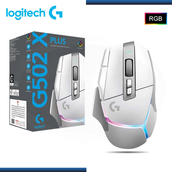 MOUSE LOGITECH G G502 X PLUS GAMING LIGHTSPEED RGB WHITE 25,000 DPI (PN:910-006169)
