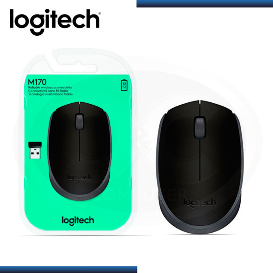 MOUSE LOGITECH M170 BLACK WIRELESS USB (PN:910-004940)
