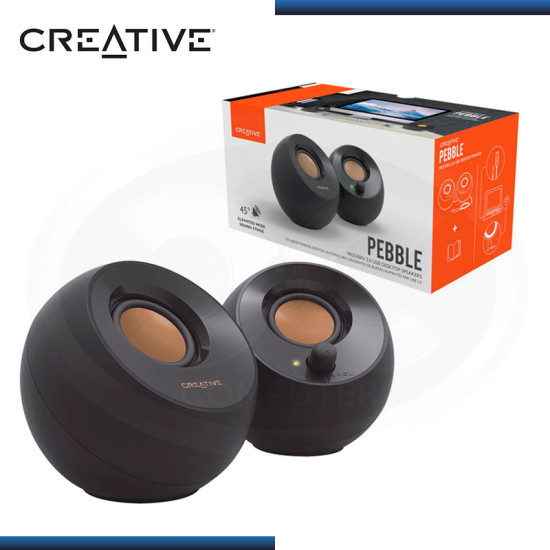 PARLANTES CREATIVE PEBBLE BLACK (4.4W) CONECTIVIDAD USB ALTAVOZ DE ESCRITORIO 2.0 (PN:51MF1680AA000)