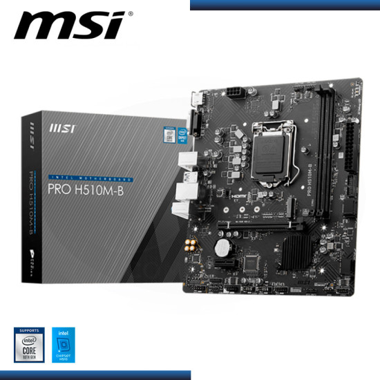 PLACA MSI PRO H510M-B DDR4 LGA 1200 «COMPATIBLE HASTA 10ma GENERACION» (PN:911-7E05-006)
