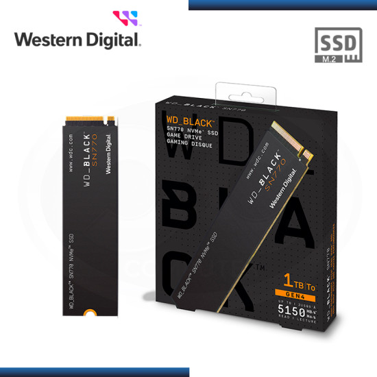 SSD 1TB WESTERN DIGITAL BLACK SN770 M.2 2280 NVMe PCIe GEN4 (PN:WDS100T3X0E-00B3N0)