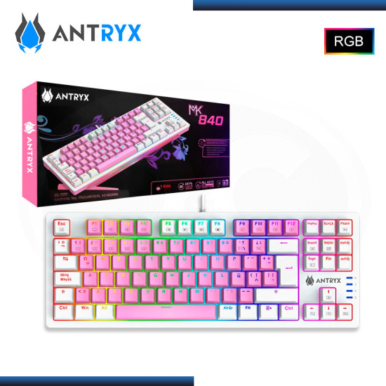 TECLADO ANTRYX MK840 TKL PINK MECANICO SWITCH RED ESPAÑOL (PN:AMK-CS840PRE-SP)