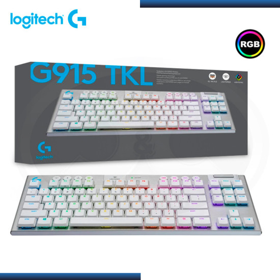 TECLADO LOGITECH G G915 TKL LIGHTSPEED RGB LIGHTSYNC MECANICO WHITE (PN:920-009660)