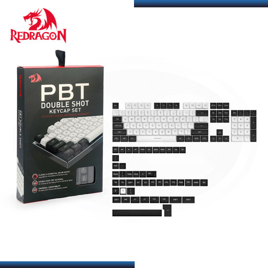 TECLAS REDRAGON A132 CSA PBT 150 BLACK WHITE (PN:6950376712820)