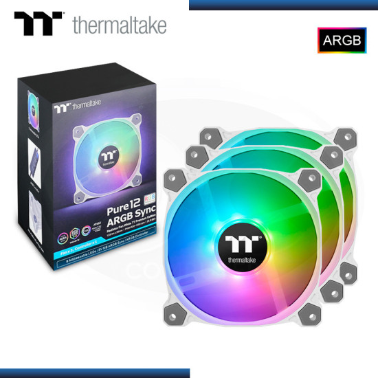 THERMALTAKE PURE 12 ARGB WHITE (PACK x3 ) 120MM COOLER PARA CASE (PN:CL-F127-PL12SW-A)
